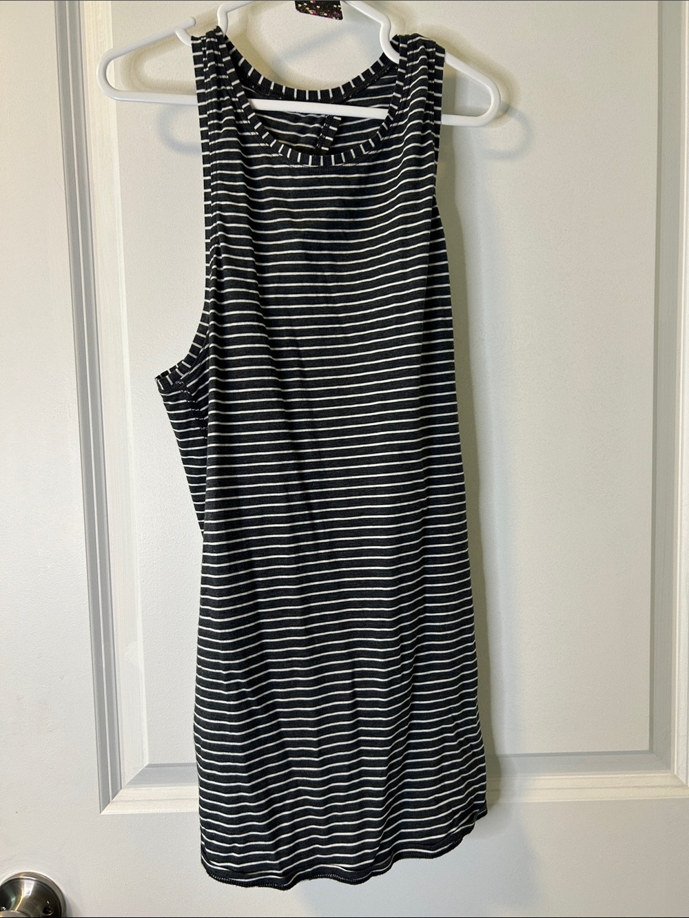 76. lululemon athletica Black & White Striped Racerback Tank
